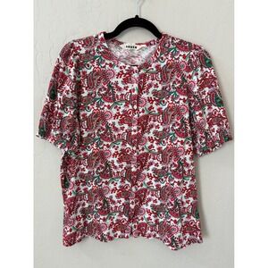 Boden Isla Jersey‎ Shirt Multi Fantastical Paisley Top Blouse Red Green US 10